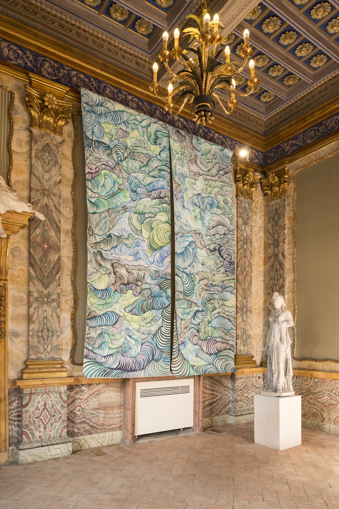 Artist Maurizio Donzelli's acrylic works at Palazzo Altemps (Rome) for the group show "Ad Altemps"