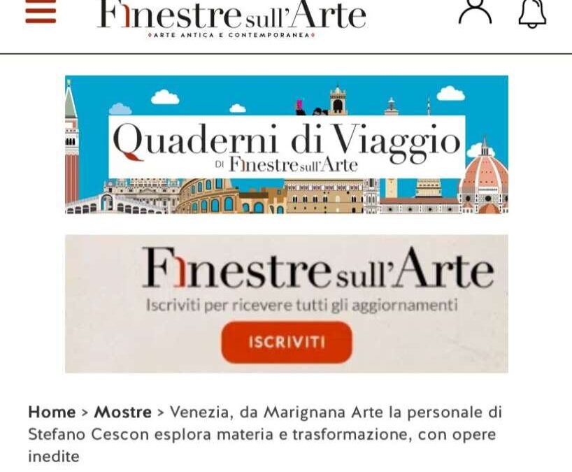 Venezia, da Marignana Arte la personale di Stefano Cescon esplora materia e trasformazione, con opere inediteFinestre sull'Arte | March 2026